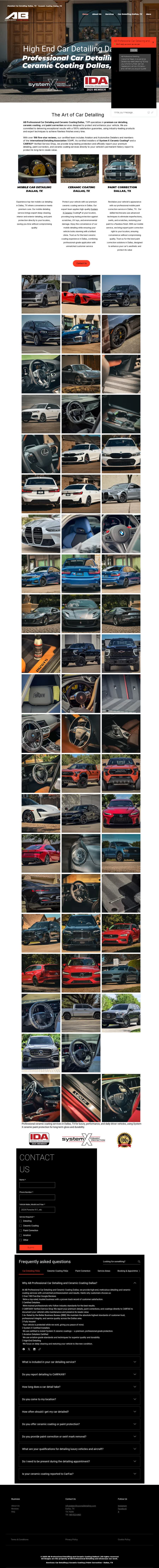 AB Professional Detailing's original website, full page